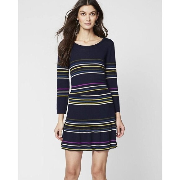 Rachel Roy Navy & Multicolor Striped Knit Longsleeve Cropped Sweater size L - Picture 10 of 10